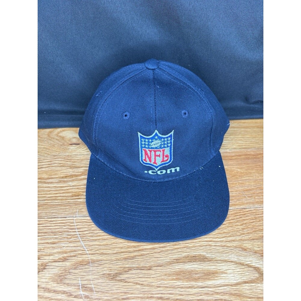 VTG 90s NFL.Com Logo Hook And Loop Hat Cap Blue Vintage NFL Football OSFM Blue